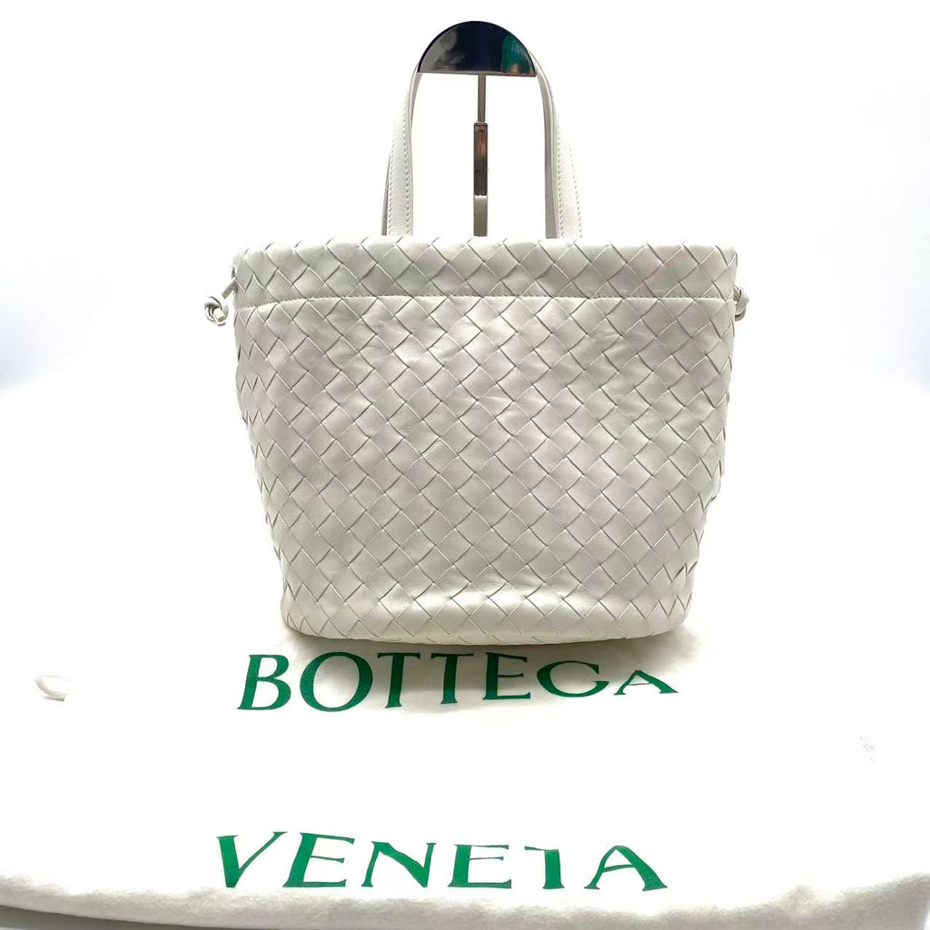 White leather Intrecciato Small Castello