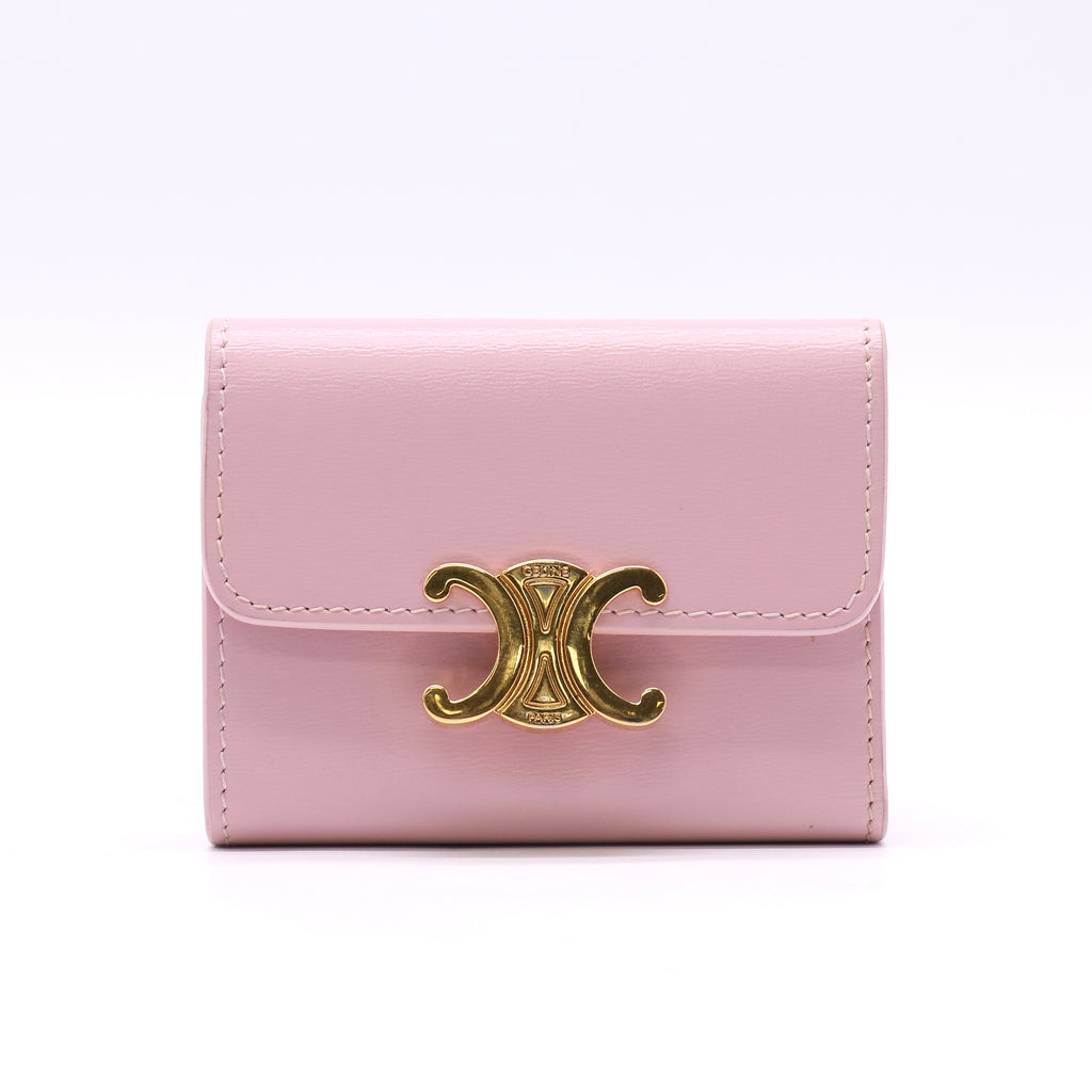 Celine Shiny Calfskin Compact Triomphe Wallet twins LDJ5414