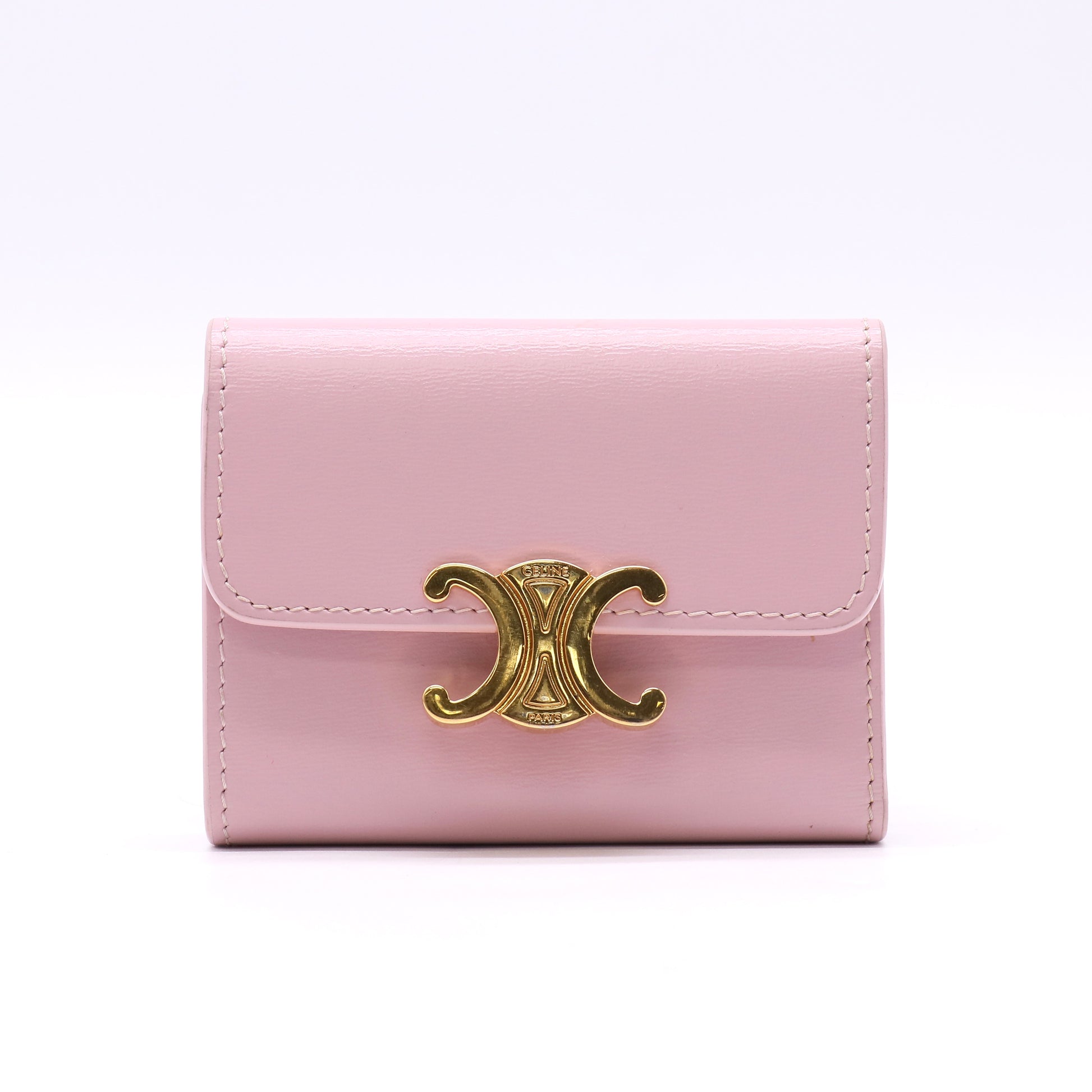 Celine Shiny Calfskin Compact Triomphe Wallet twins LDJ5414