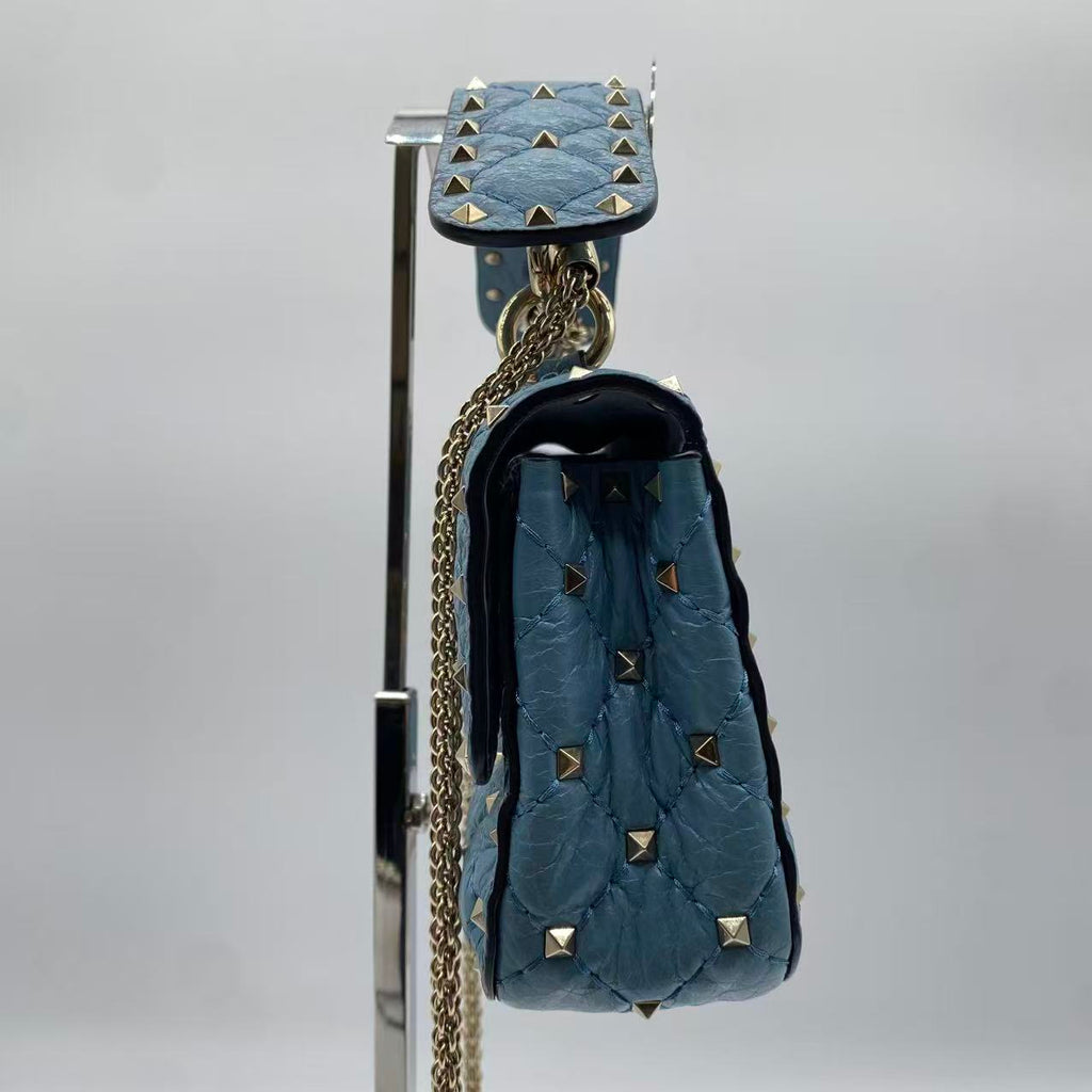 Valentino Rockstud Spike Flap Bag Quilted Leather Small