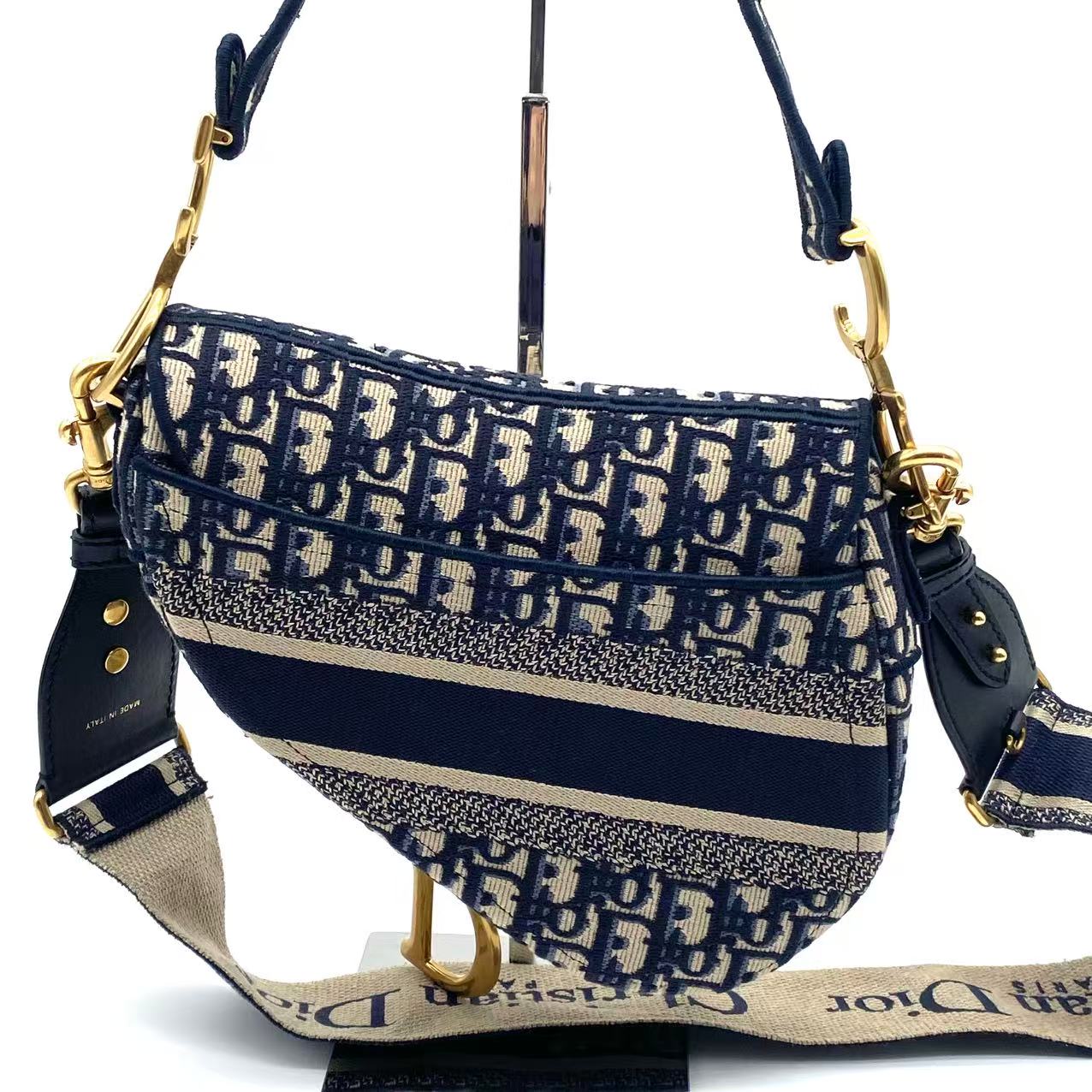 Saddle Bag Blue Dior Oblique Embroidery