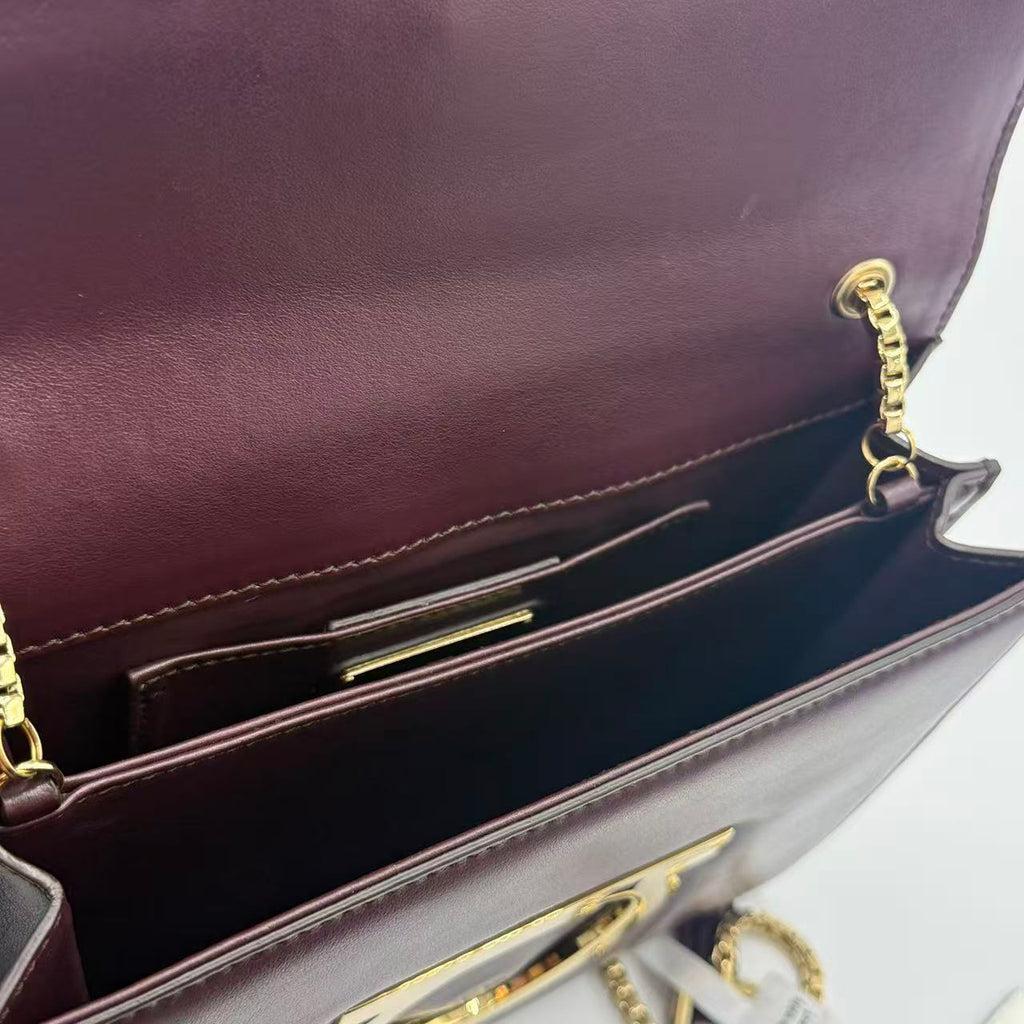 Calfskin Thalia Flap Shoulder Bag Wine