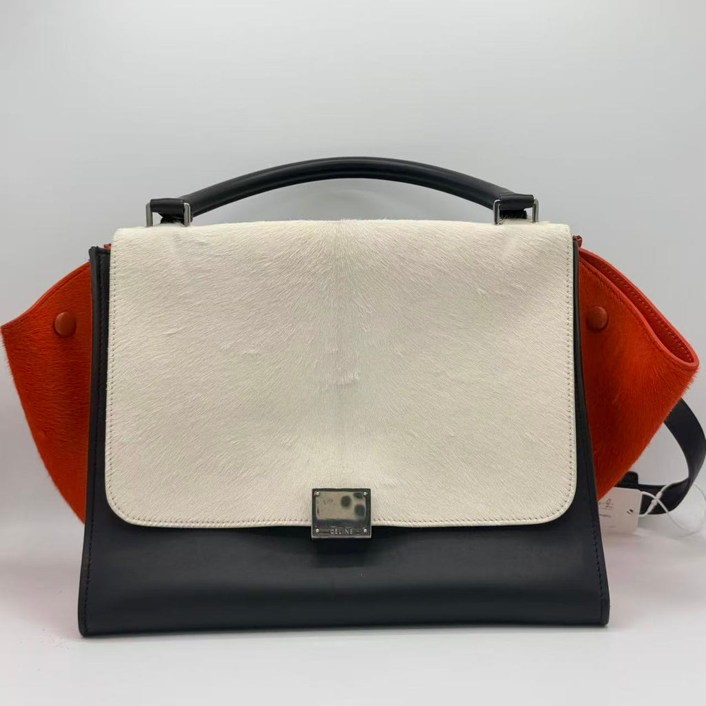 Multicolor Calf Hair and Leather Medium Trapeze Top Handle Bag