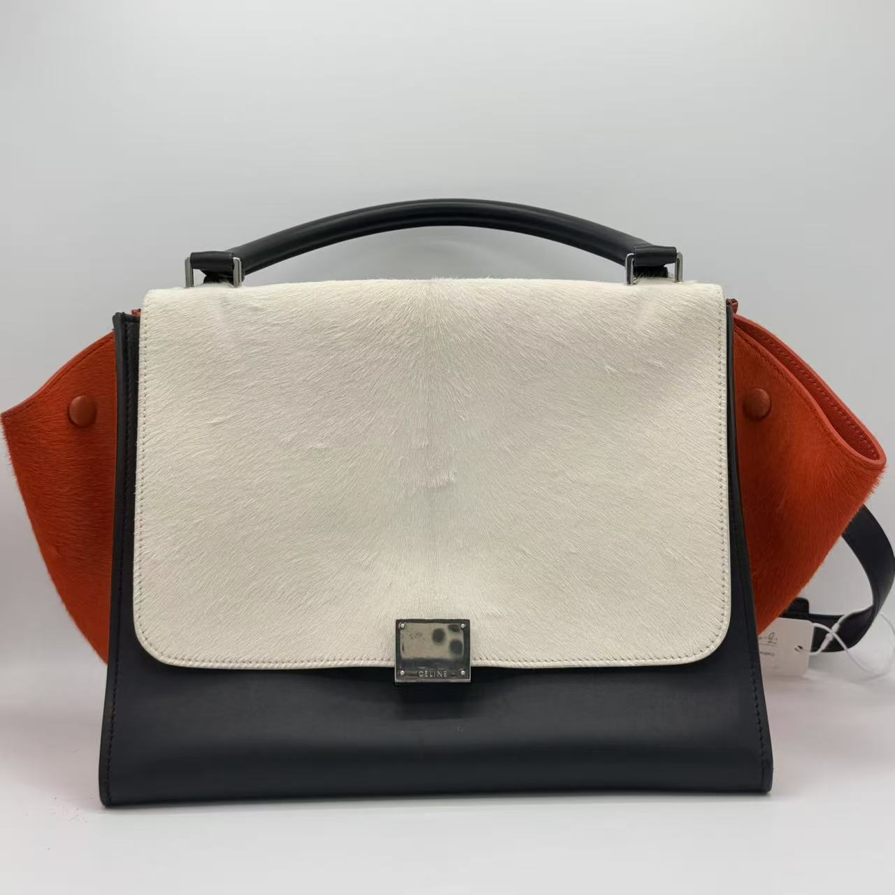 Multicolor Calf Hair and Leather Medium Trapeze Top Handle Bag
