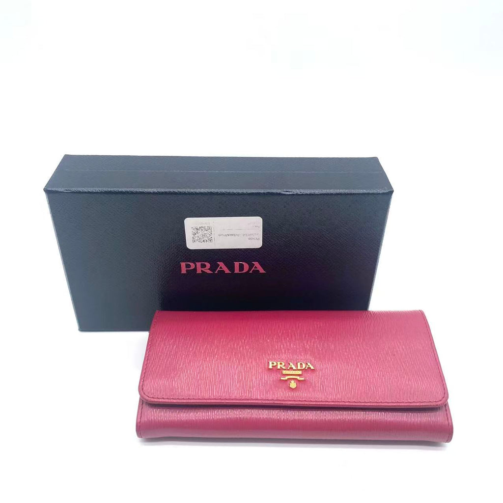 Fold Wallet Saffiano Leather Pink