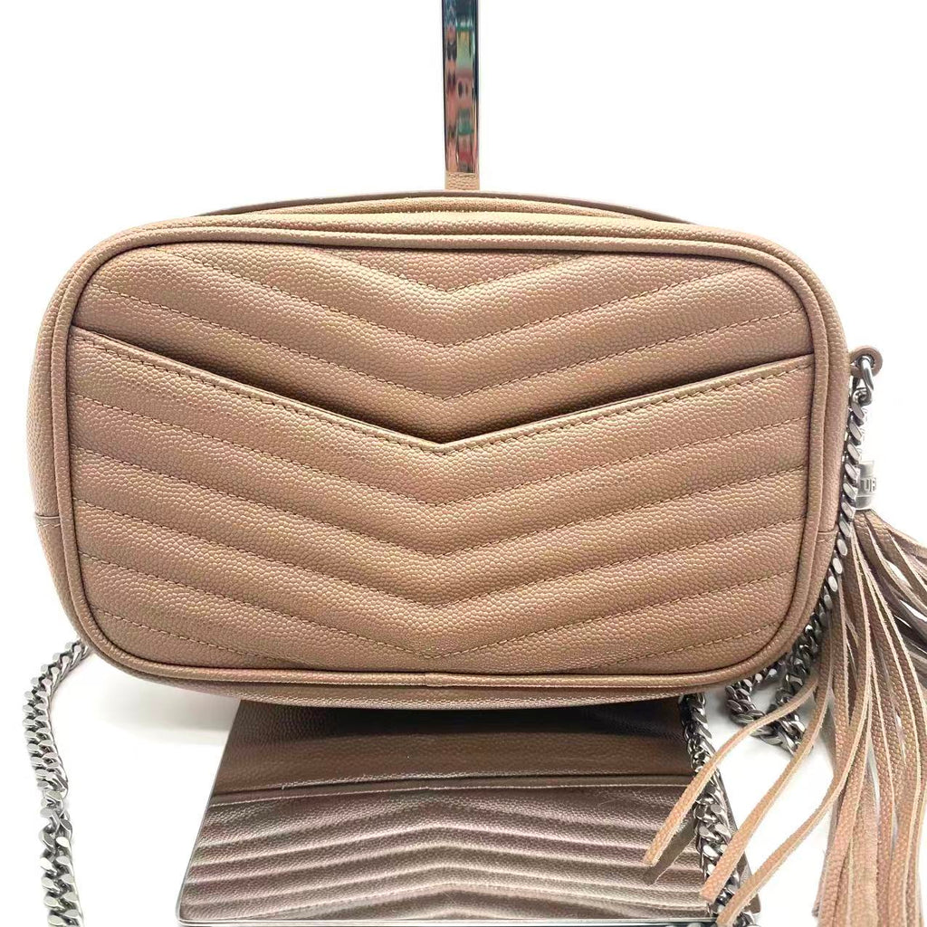 Grain De Poudre Matelasse Monogram Mini Lou Camera Bag Gold Sand