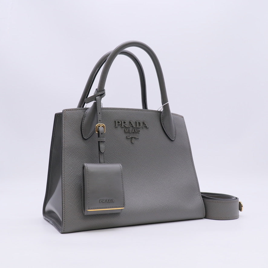 Prada Small Saffiano Cuir & City Calf Monochrome Bag Twins LDZ1591