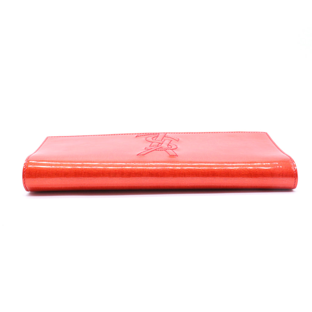 Orange Patent Leather Belle De Jour Clutch twins