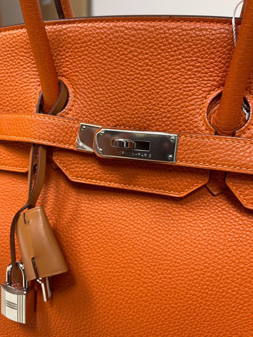 Birkin Handbag Orange H Togo with Silver Hardware 30