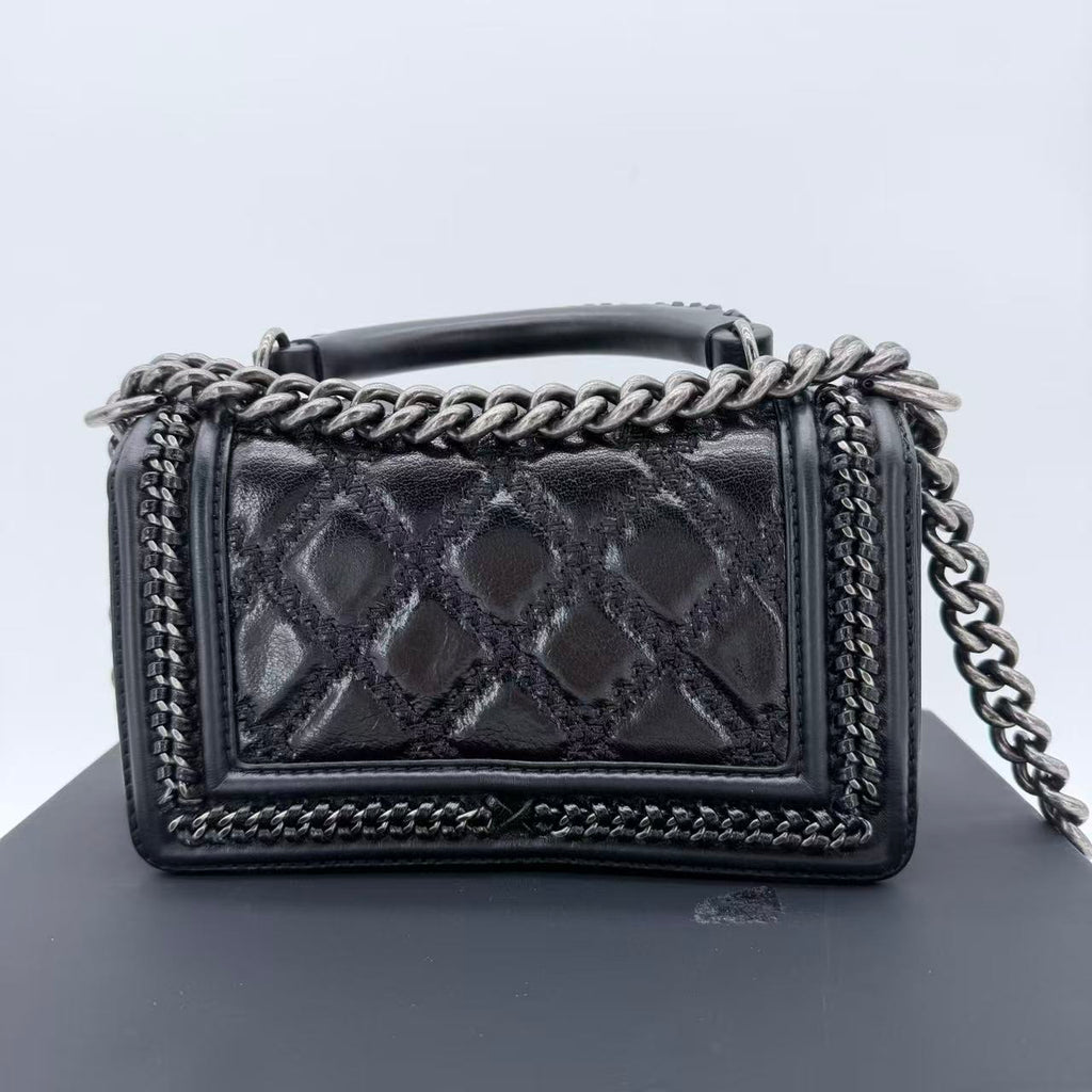 Boy Chanel Leather 2way Shoulder Bag Black