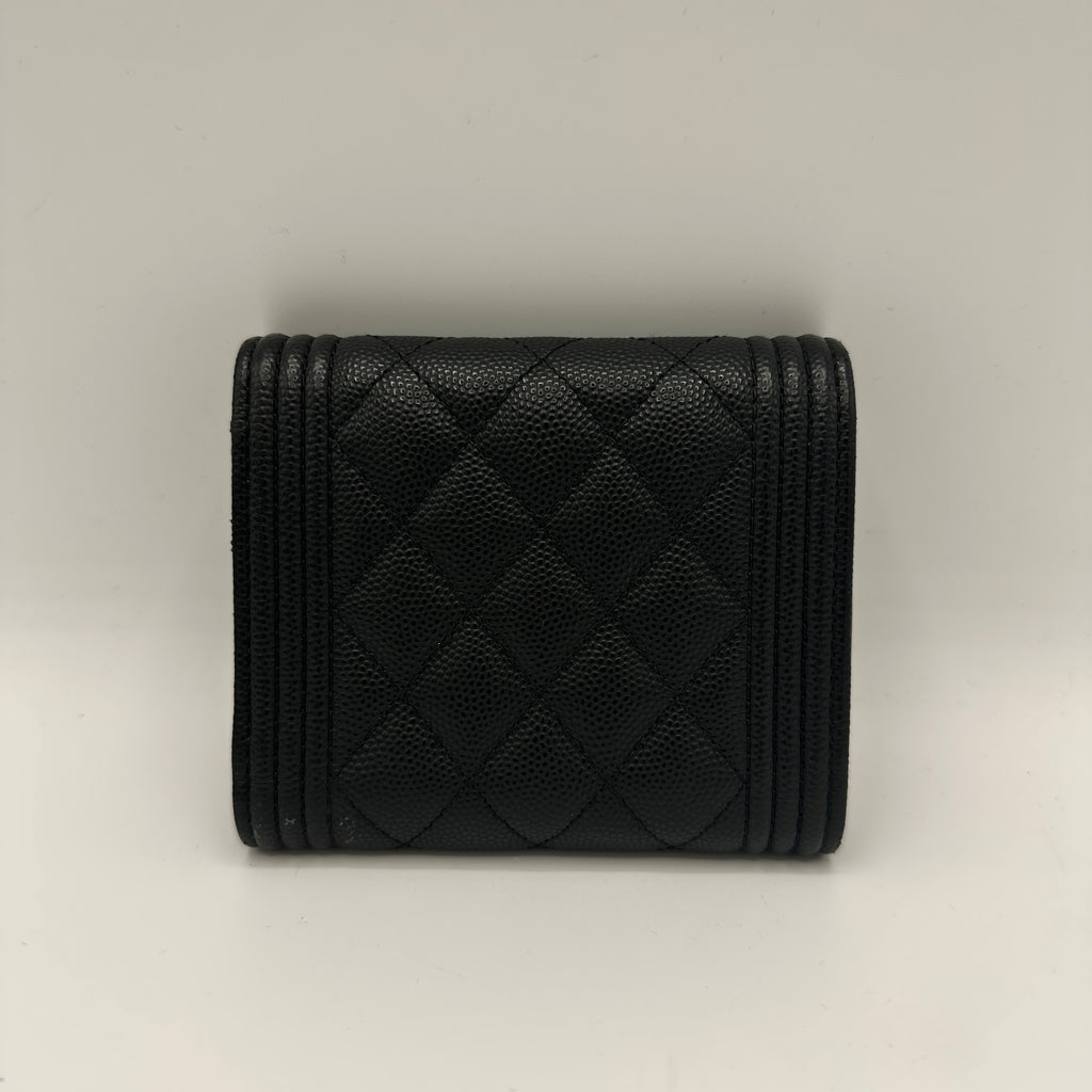 Chanel  Caviar Quilted Boy Flap Wallet Black