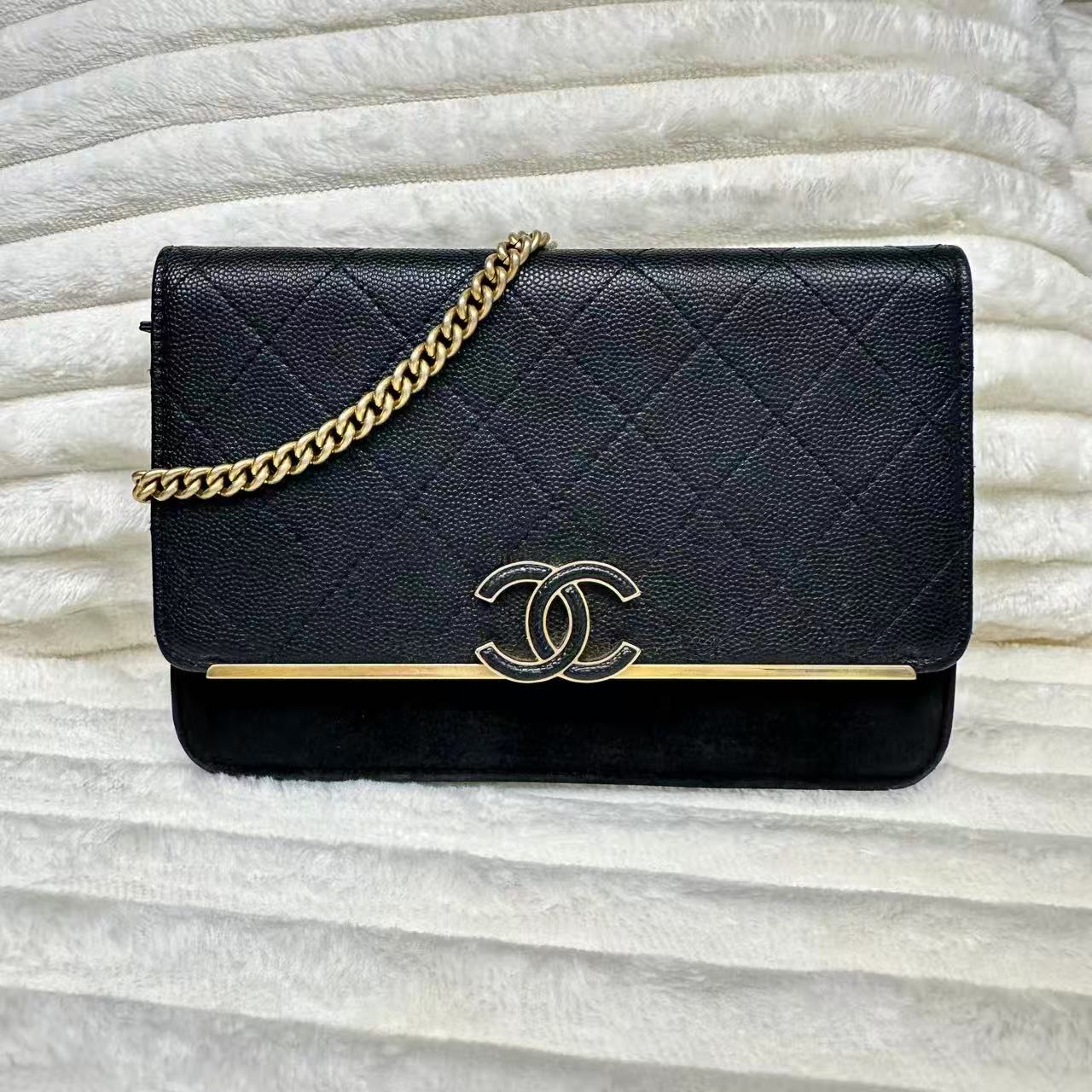 Caviar Suede Stitched Lady Coco Flap Black