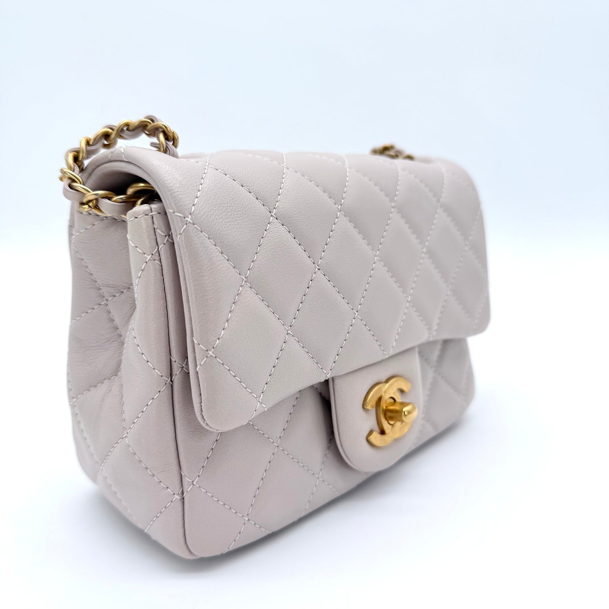 Pearl Crush Square Flap Bag Quilted Lambskin Mini