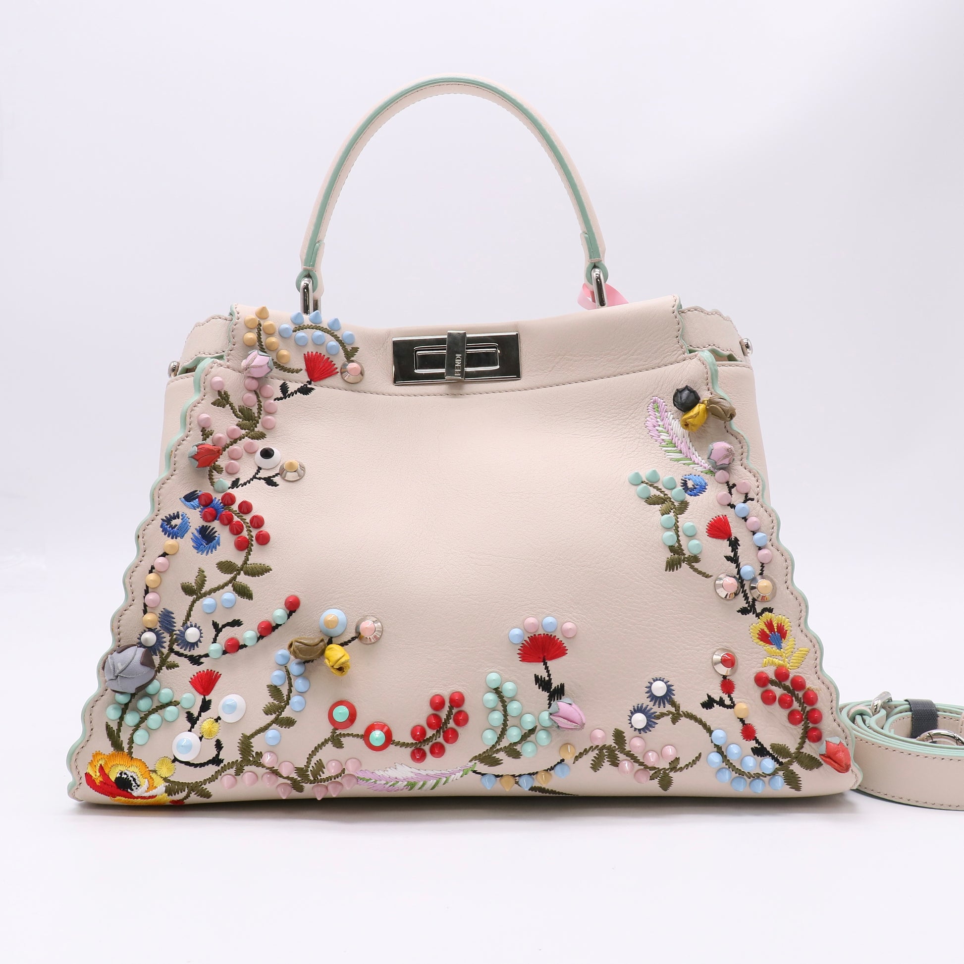 Fendi Peekaboo Bag Embroidered Leather Regular Twins LDJ5263