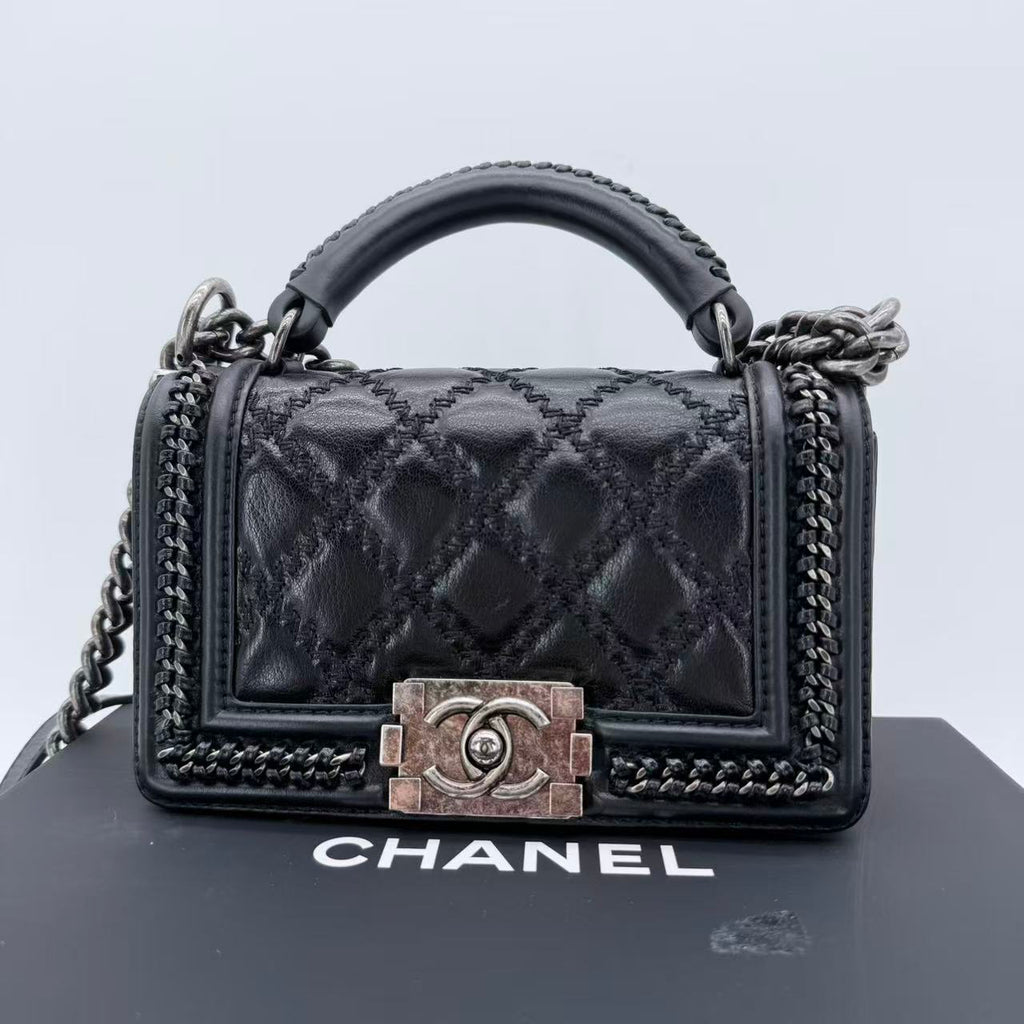 Boy Chanel Leather 2way Shoulder Bag Black