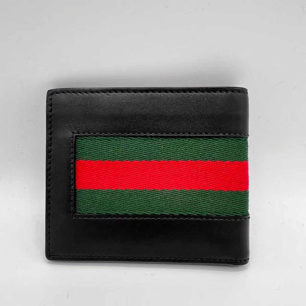 Black Web Canvas and Leather Bifold Wallet