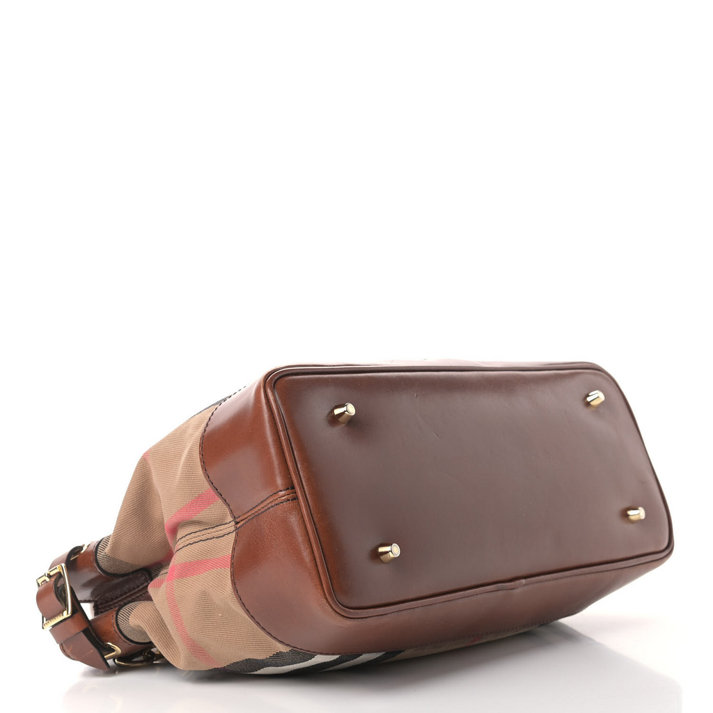House Check Bridle Calfskin Hepburn Satchel Tan Twins
