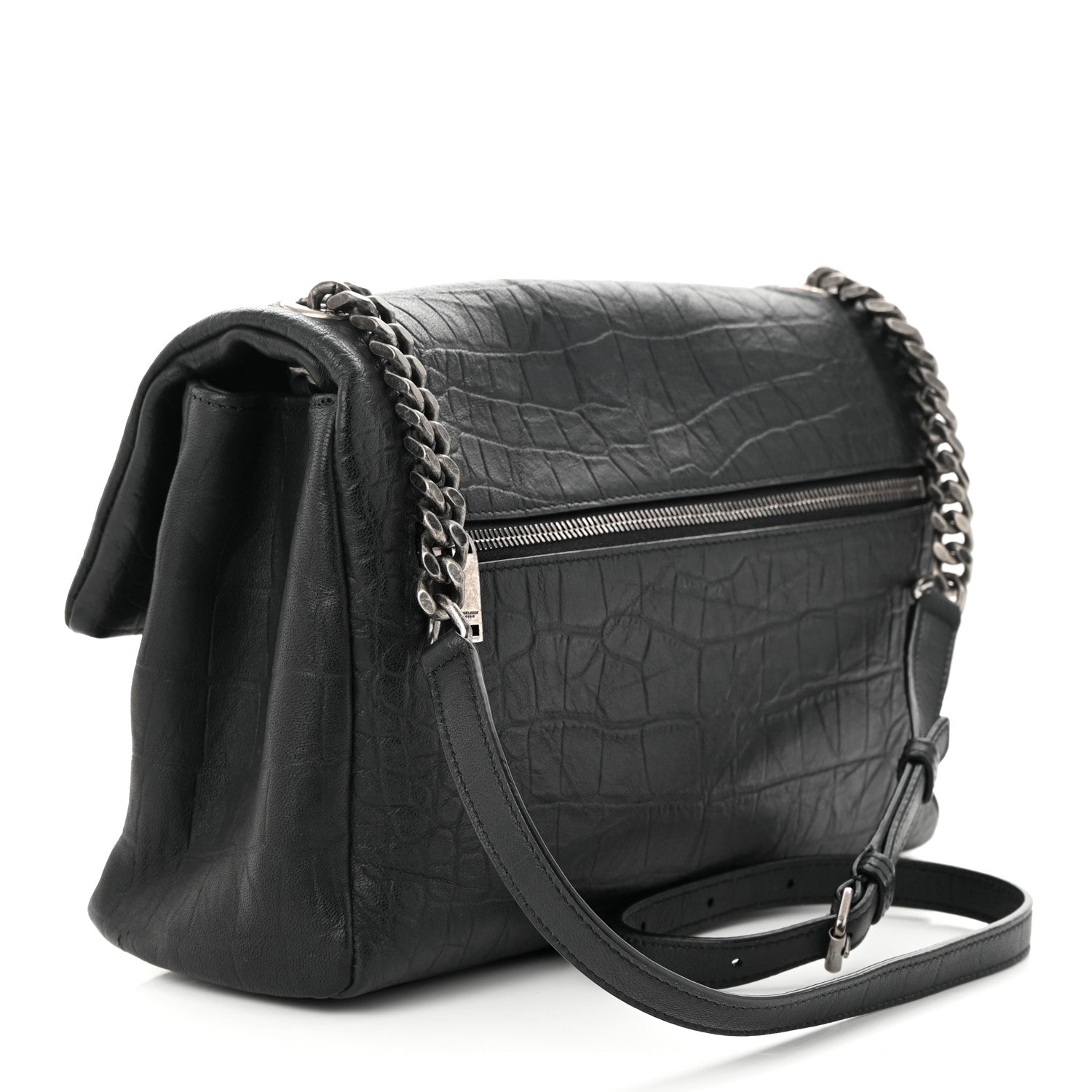 Calfskin Crocodile Embossed Medium West Hollywood Monogram Fold-Over Bag twins
