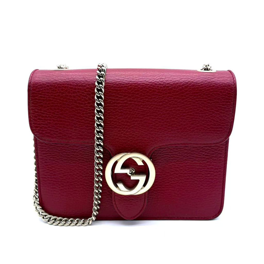 Dollar Calfskin Small Interlocking G Shoulder Bag Red