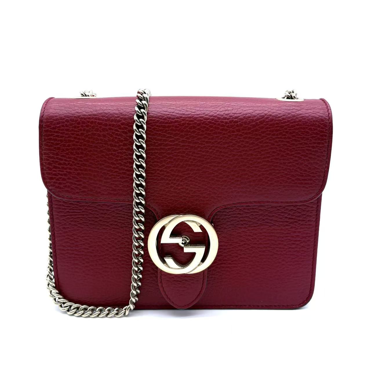 Dollar Calfskin Small Interlocking G Shoulder Bag Red