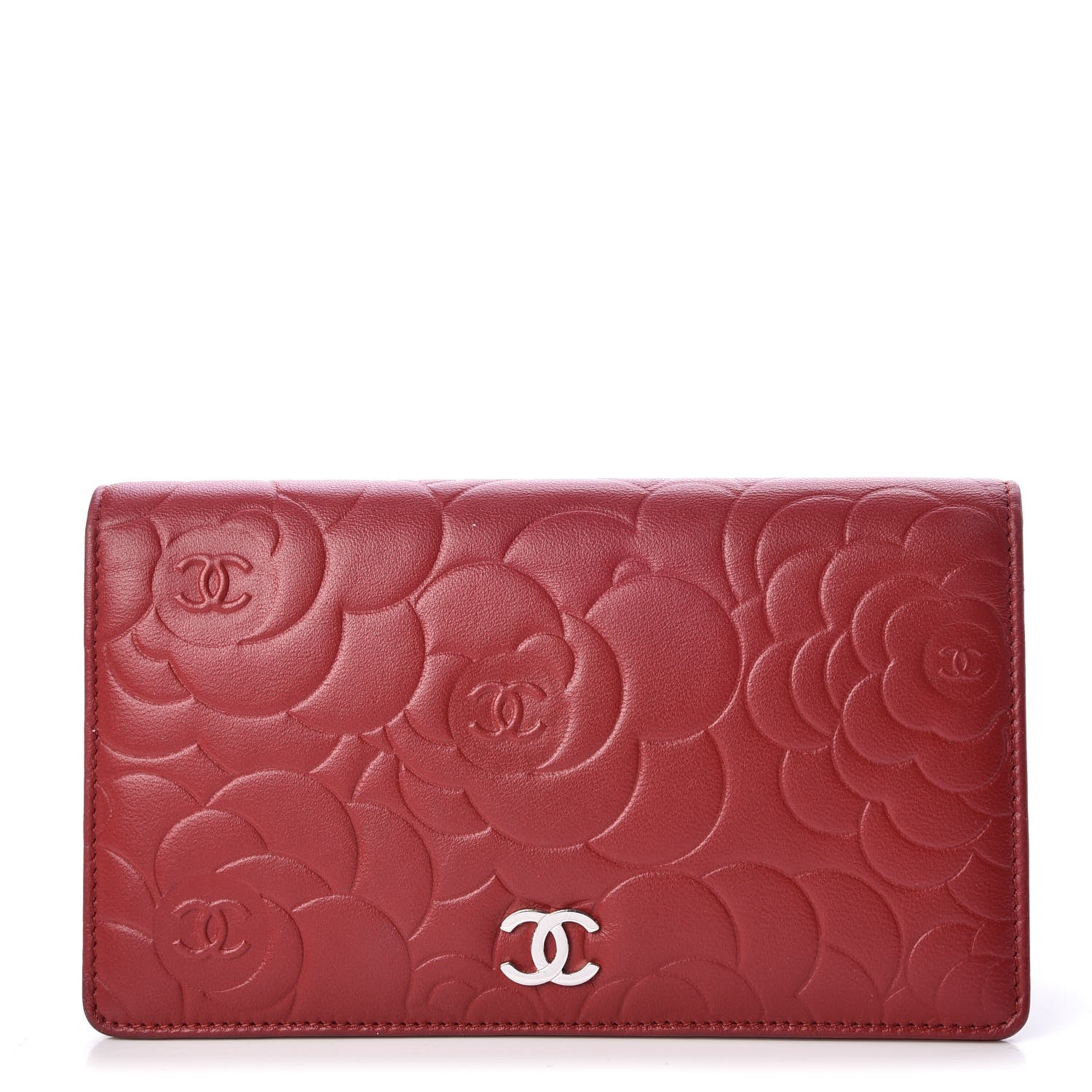 CAMELLIA LAMBSKIN W/CARD LONG WALLET twins