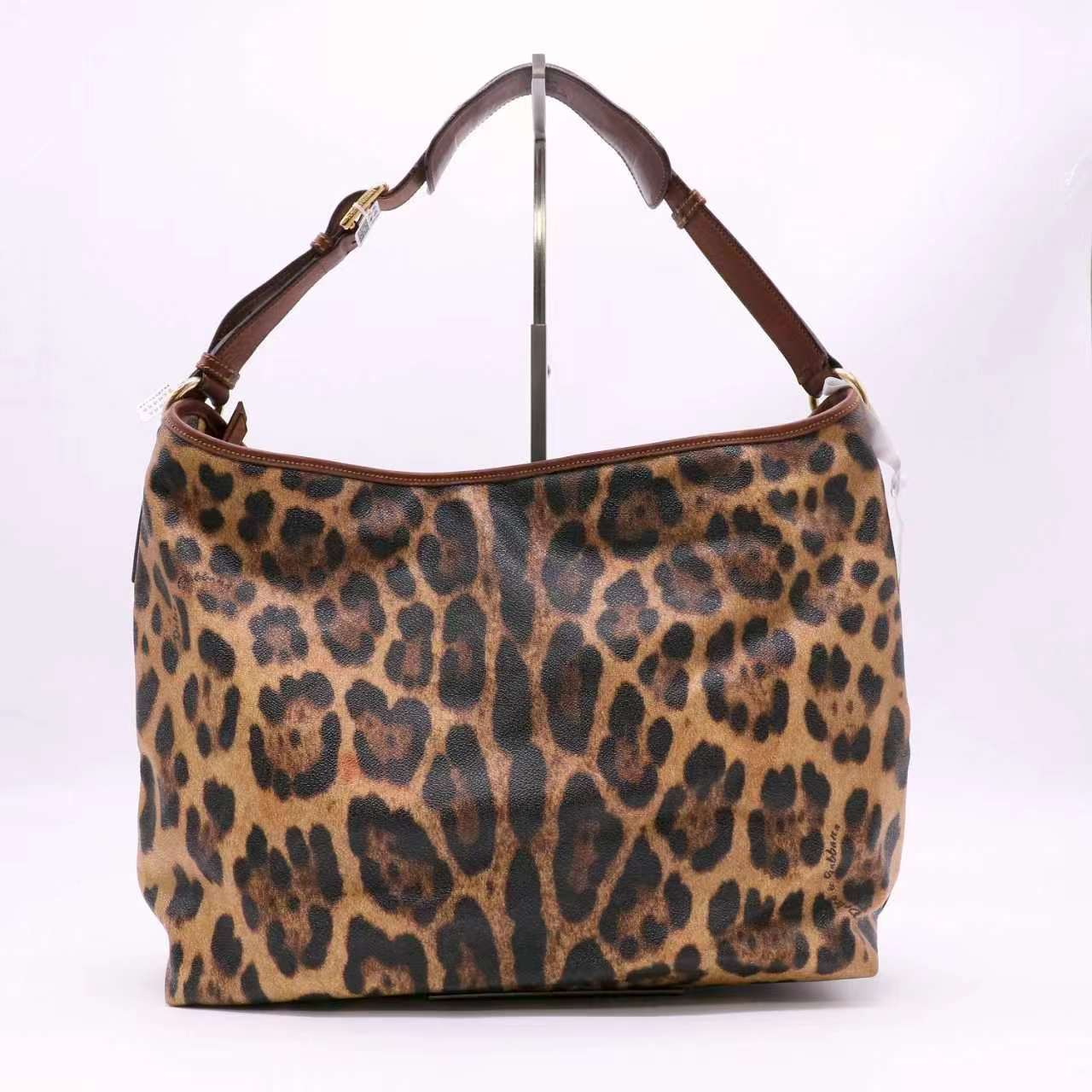 Dolce & Gabanna Leopard Print Shoulder Hobo Bag Twins B24048