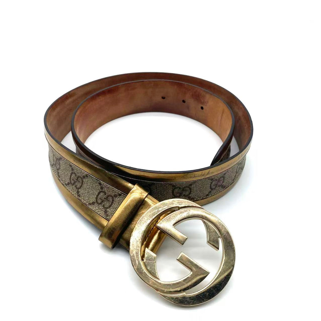 GG Canvas Canvas Belt  Brown