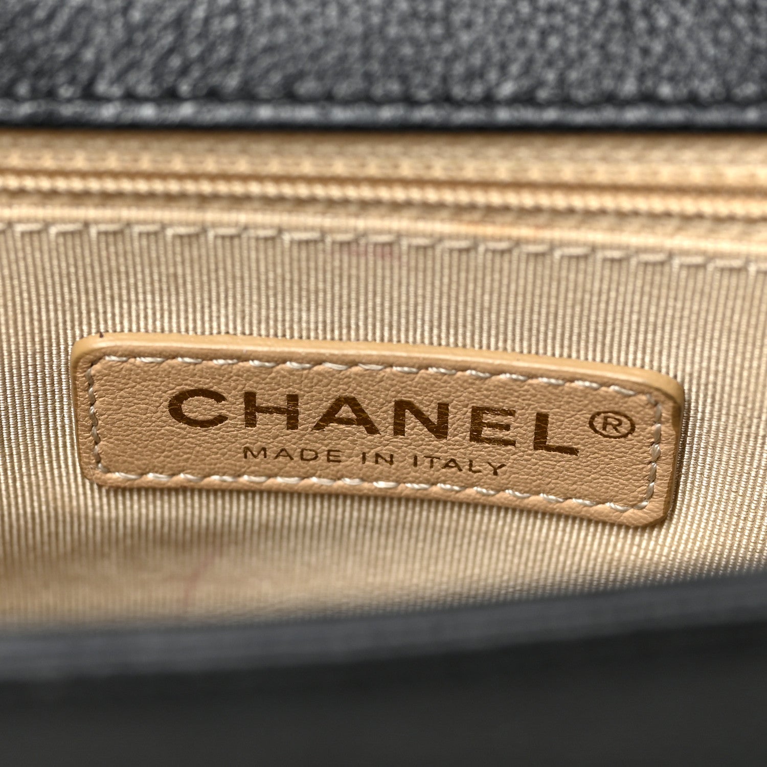 Grained Calfskin Quilted Medium Label Click Flap Bag Black twins