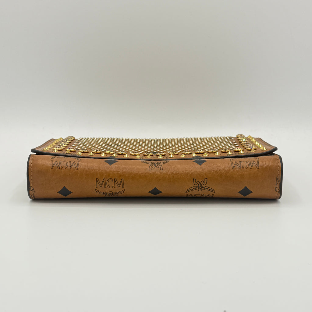 Visetos Studded Chain Wallet Cognac