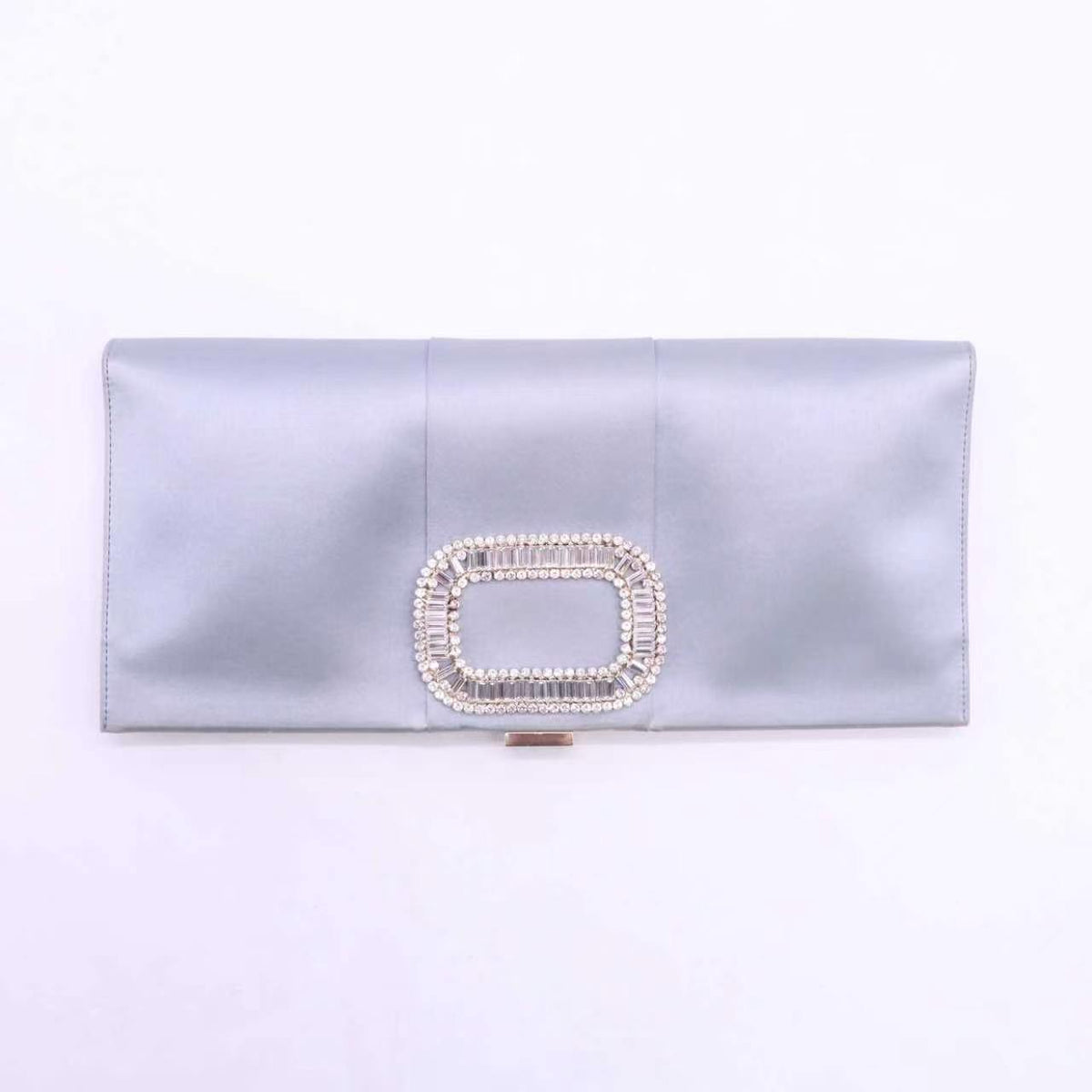 Roger Vivier Buckle Clutch Rose Azalee satin twins W23693