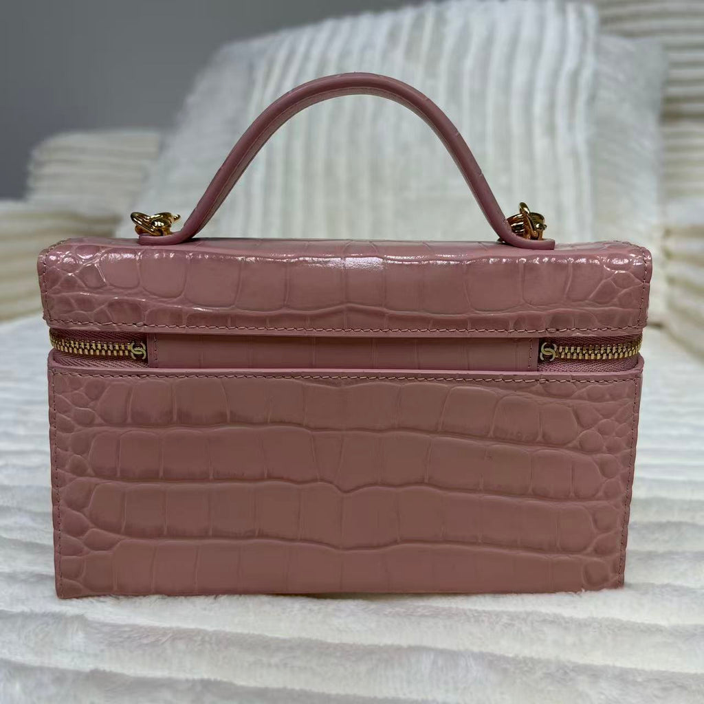 2026 Calfskin Slim Vanity Case With Chain Pink