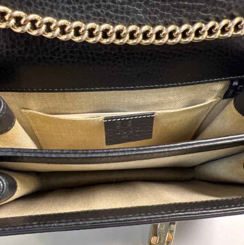 Dollar Calfskin Small Interlocking G Shoulder Bag Black B24186