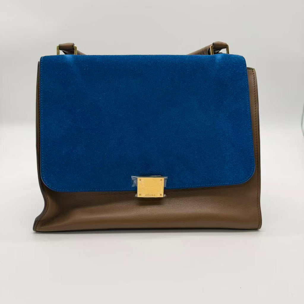 Celine Tri Color Leather and Suede Medium Trapeze Bag Twins