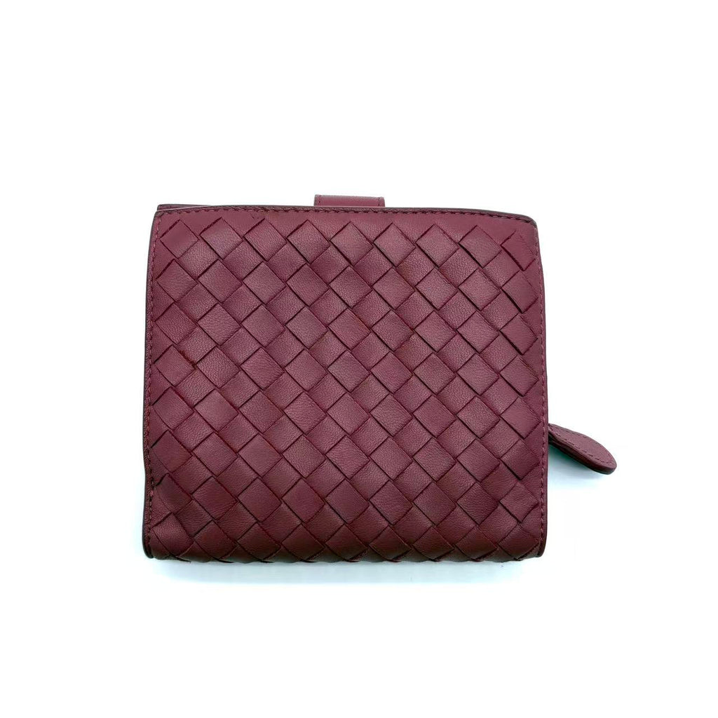 Intrecciato Woven Nappa Leather Compact Wallet