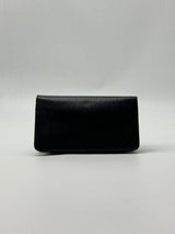 PRADA  Vitello Move Bi-Color Continental Flap Travel Wallet Black Lacca