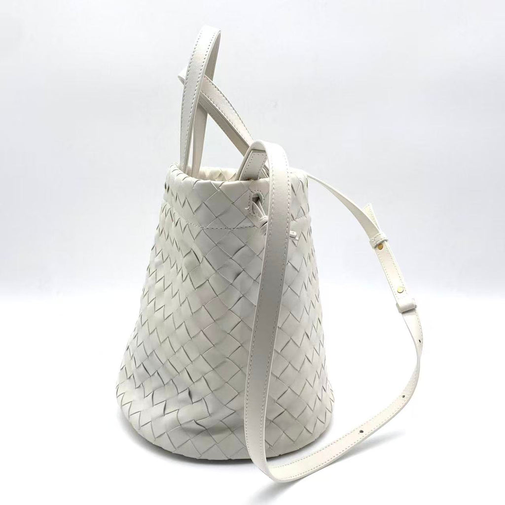 White leather Intrecciato Small Castello
