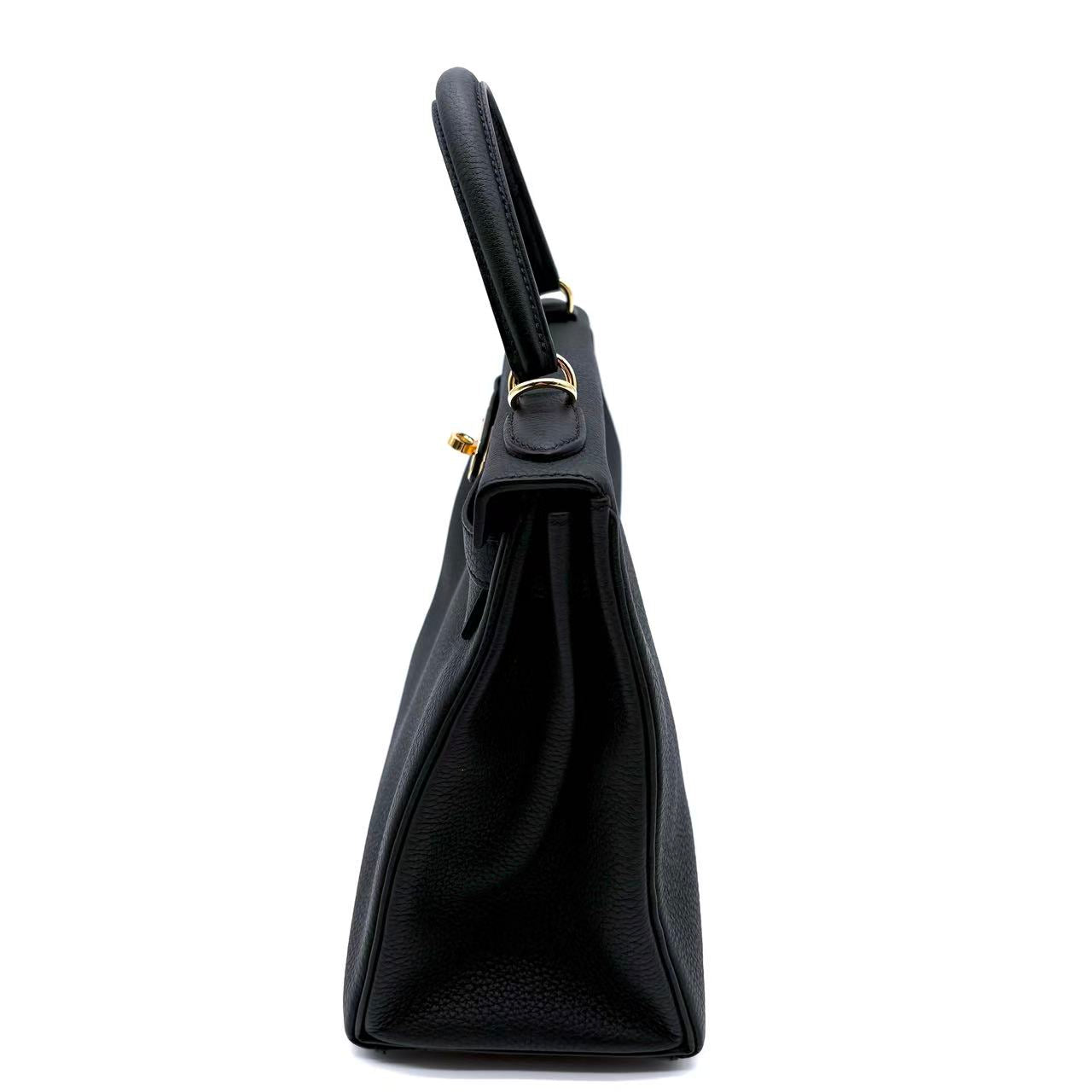 Kelly Handbag Black Epsom with Gold Hardware 28