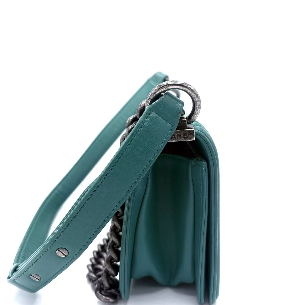 Green Stingray and Leather Small Classic Boy Flap Bag