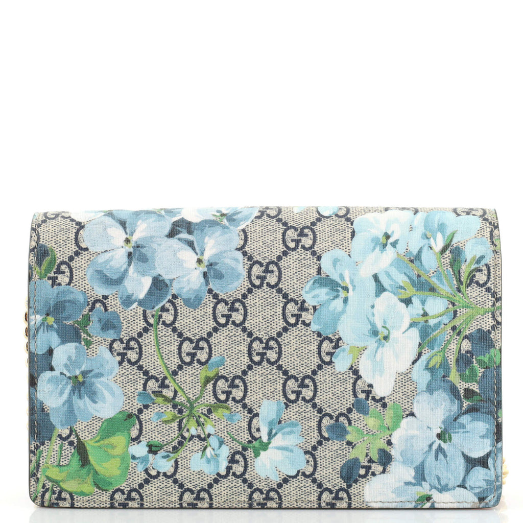 Chain Wallet Blooms Print GG Coated Canvas Twins