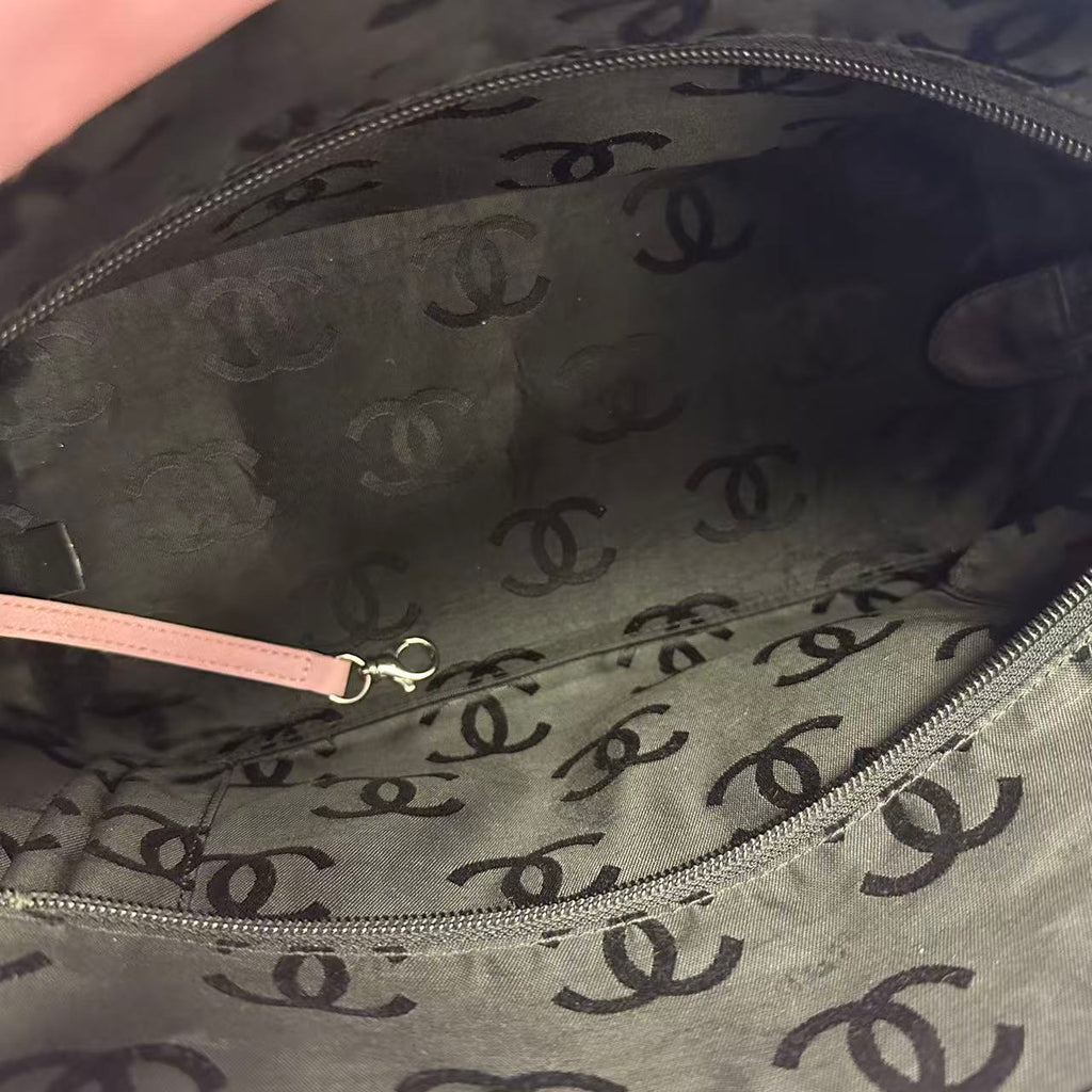 Calfskin Quilted Large Cambon Tote Pink Black