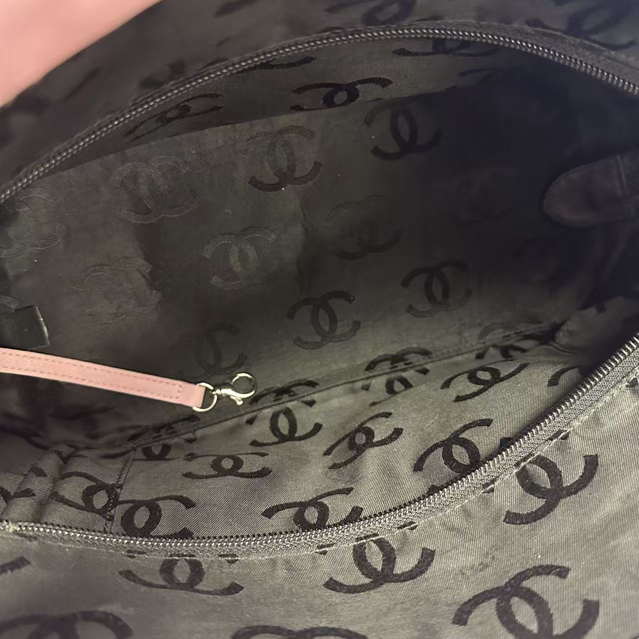 Calfskin Quilted Large Cambon Tote Pink Black