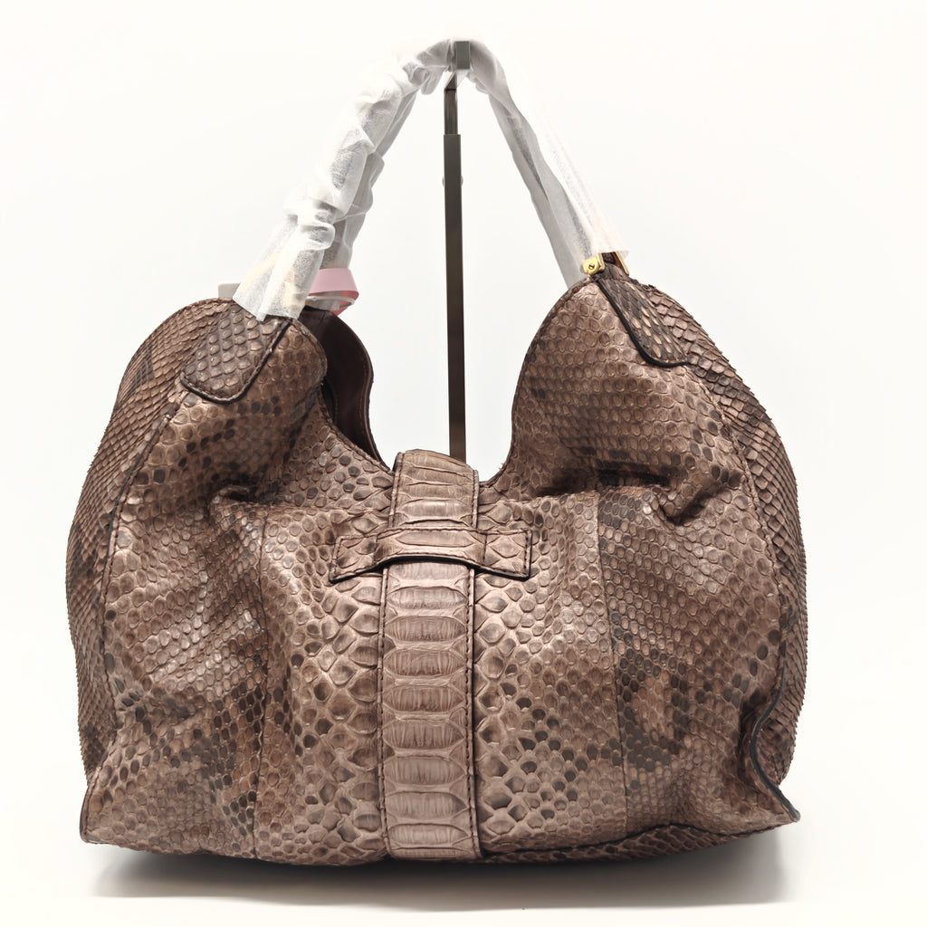 Soft Stirrup Tote Python Medium Twins