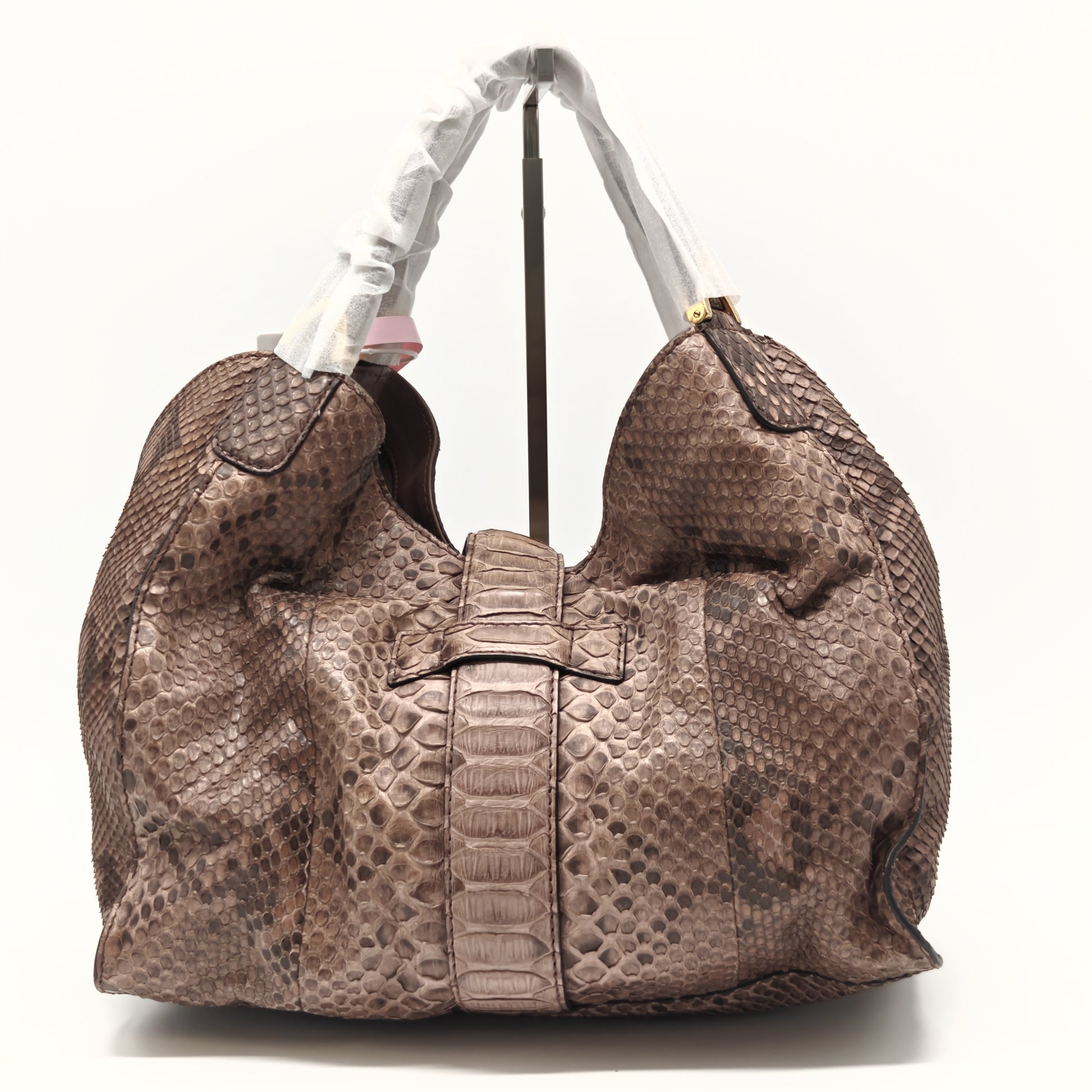 Soft Stirrup Tote Python Medium Twins