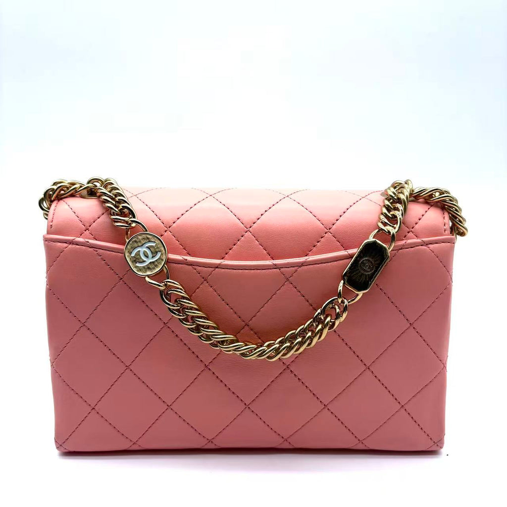 Roller Skate and Star Charms Wallet on Chain Quilted Caviar with Crystals and Enamel