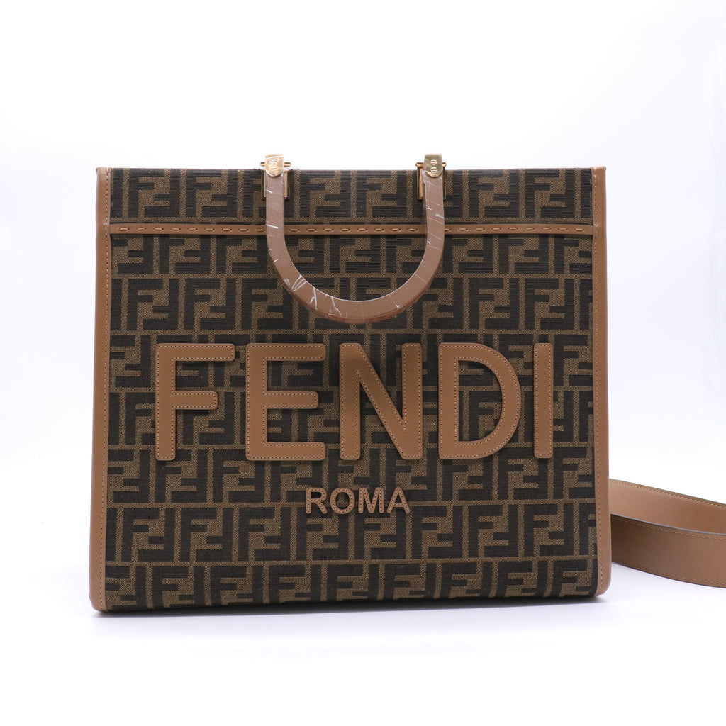 Fendi Bicolor Zucca Sunshine Medium Shopper Tote Bag twins