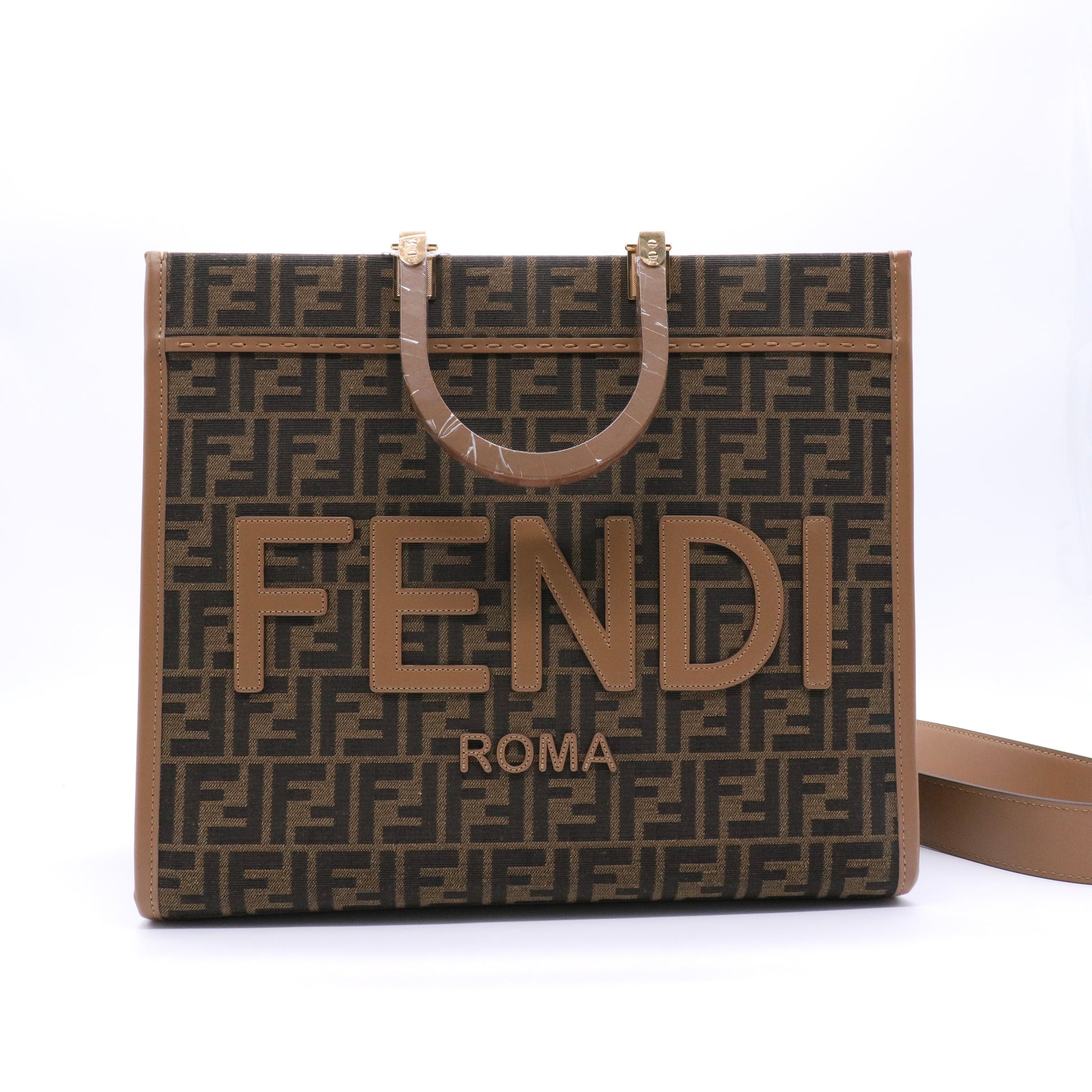 Fendi Bicolor Zucca Sunshine Medium Shopper Tote Bag twins