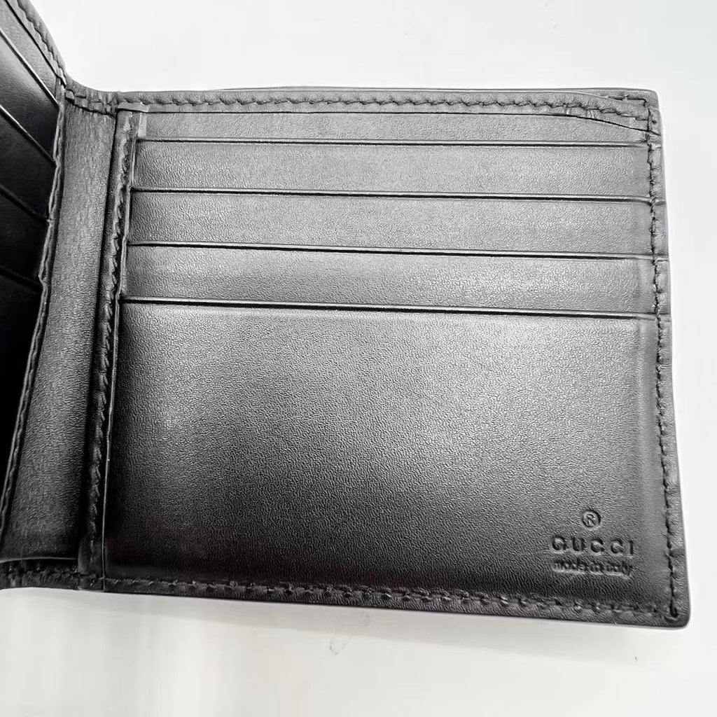 Black Web Canvas and Leather Bifold Wallet