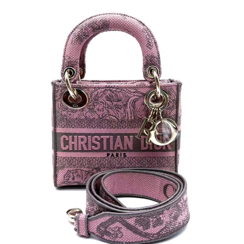 Lady D-Lite Bag Embroidered Canvas Mini