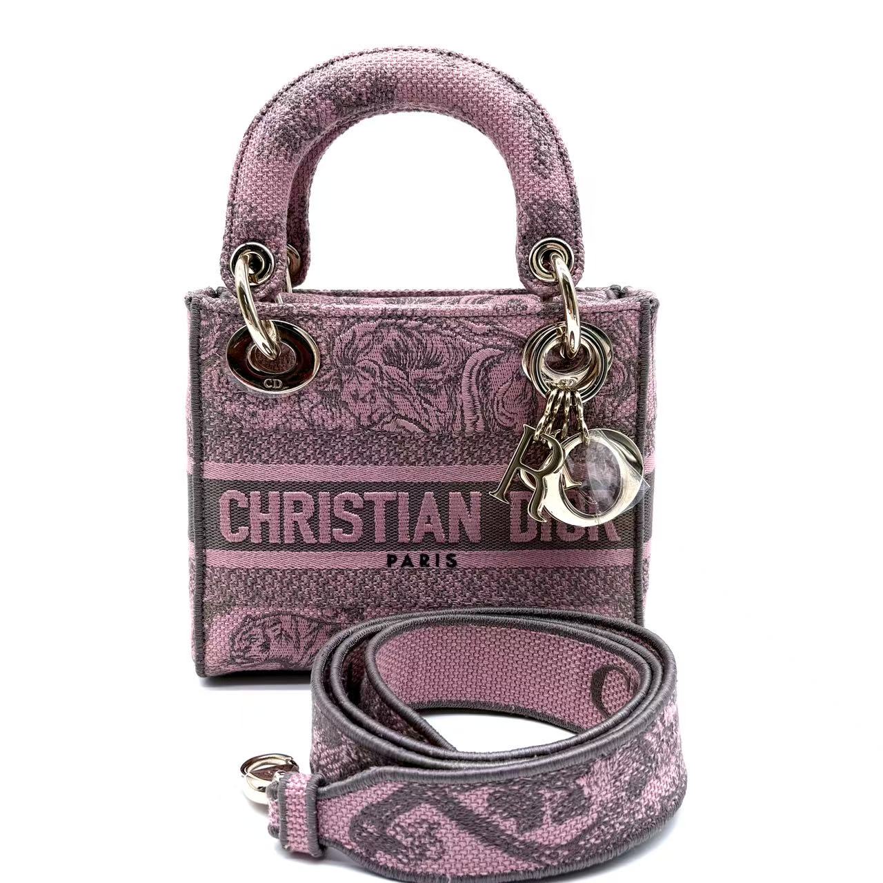 Lady D-Lite Bag Embroidered Canvas Mini