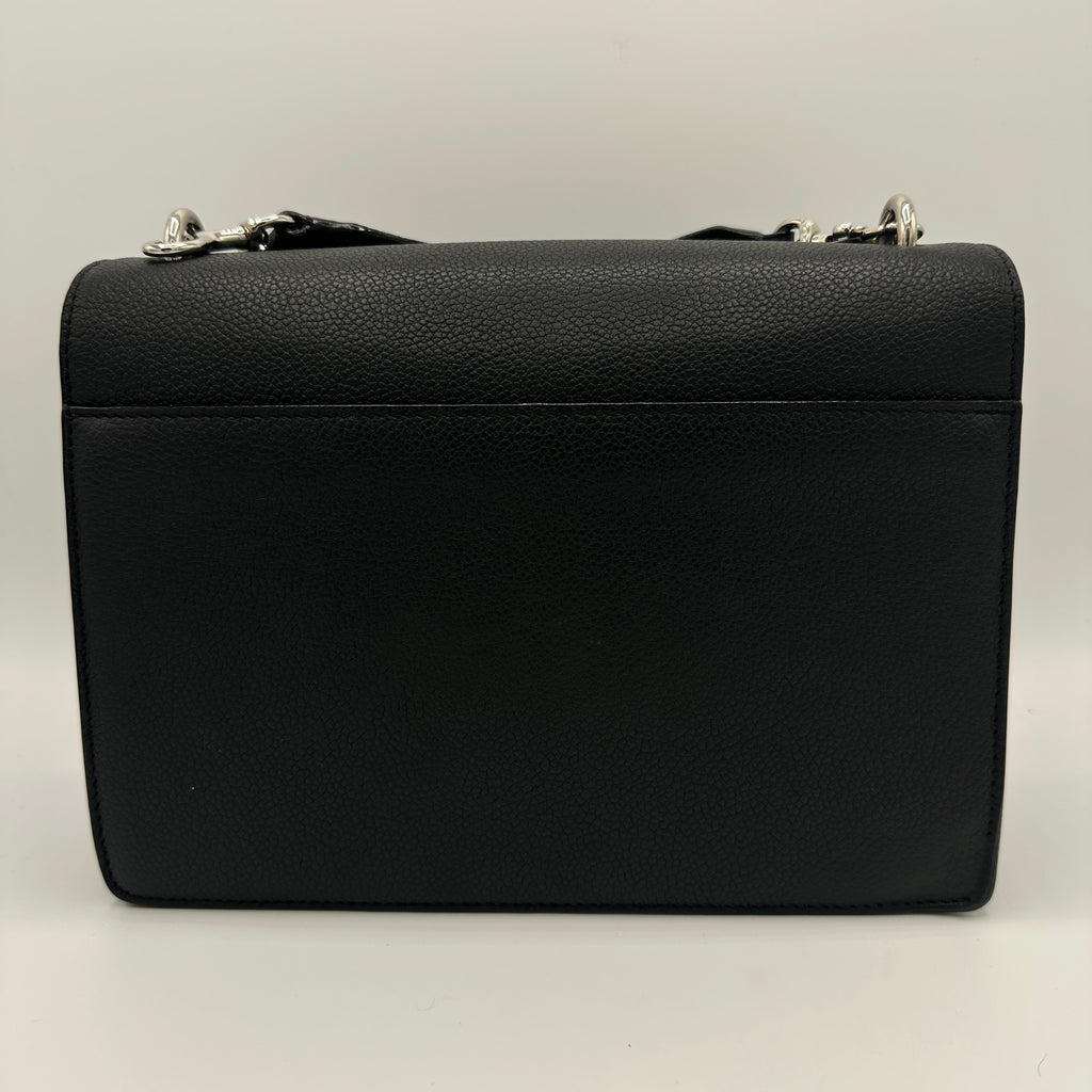 Grained Calfskin Medium Monogram Sunset Satchel Black